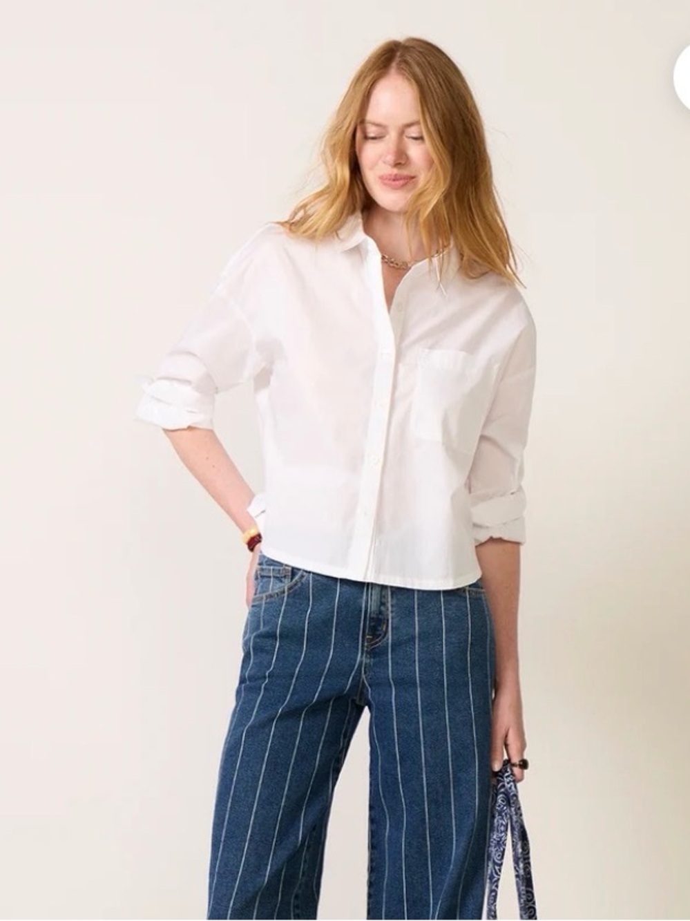 Evereve Aiden Crop Button Down Shirt